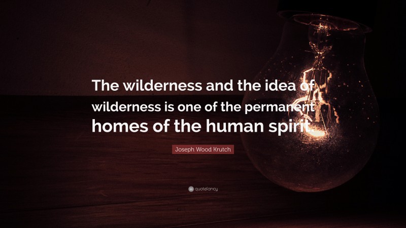 Joseph Wood Krutch Quote: “The wilderness and the idea of wilderness is one of the permanent homes of the human spirit.”
