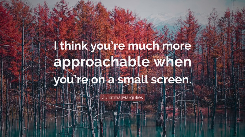Julianna Margulies Quote: “I think you’re much more approachable when you’re on a small screen.”