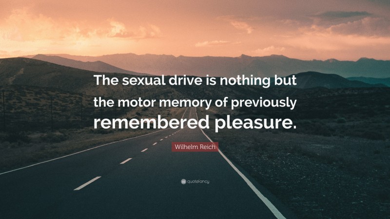 Wilhelm Reich Quote: “The sexual drive is nothing but the motor memory of previously remembered pleasure.”