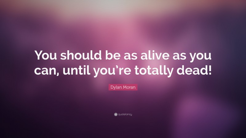 Dylan Moran Quote: “You should be as alive as you can, until you’re totally dead!”