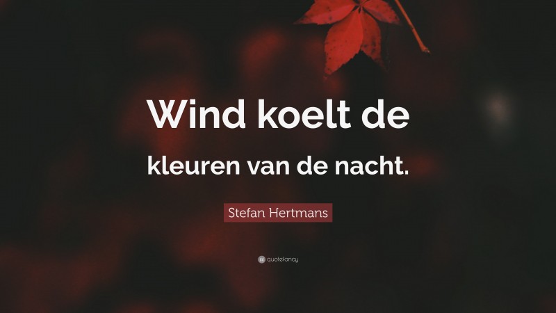 Stefan Hertmans Quote: “Wind koelt de kleuren van de nacht.”
