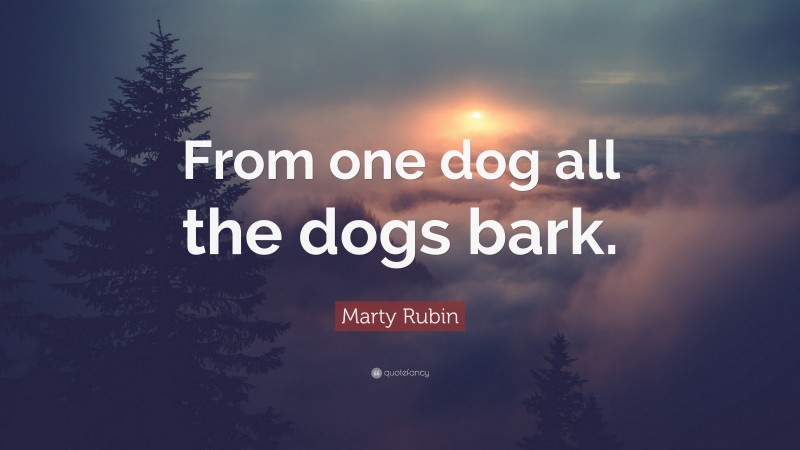 Marty Rubin Quote: “From one dog all the dogs bark.”