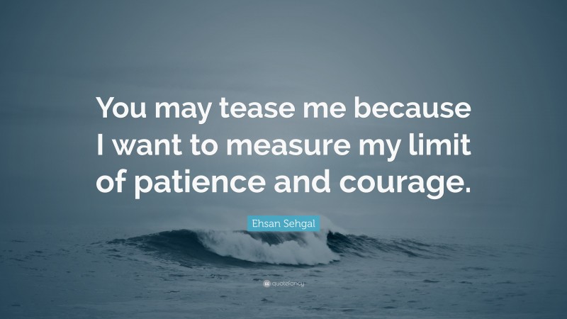 Ehsan Sehgal Quote: “You may tease me because I want to measure my limit of patience and courage.”