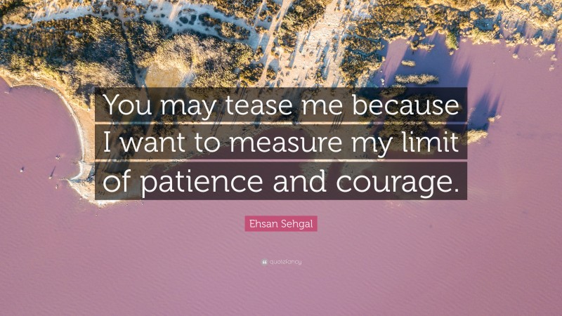 Ehsan Sehgal Quote: “You may tease me because I want to measure my limit of patience and courage.”
