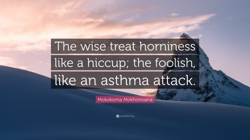 Mokokoma Mokhonoana Quote: “The wise treat horniness like a hiccup; the foolish, like an asthma attack.”