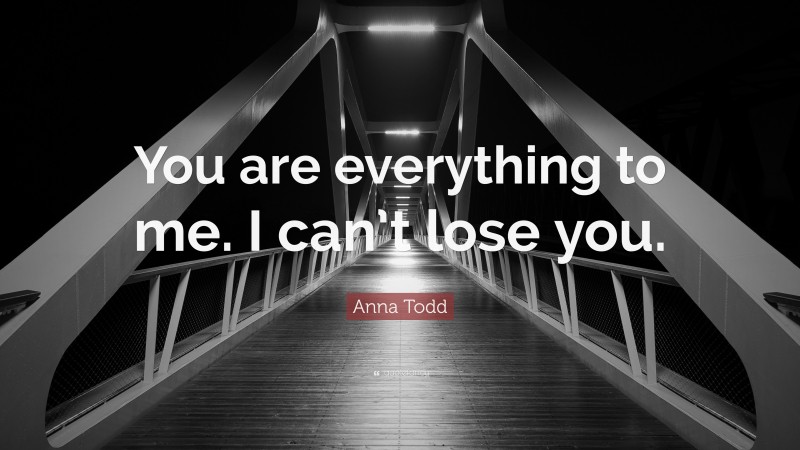 Anna Todd Quote: “You are everything to me. I can’t lose you.”