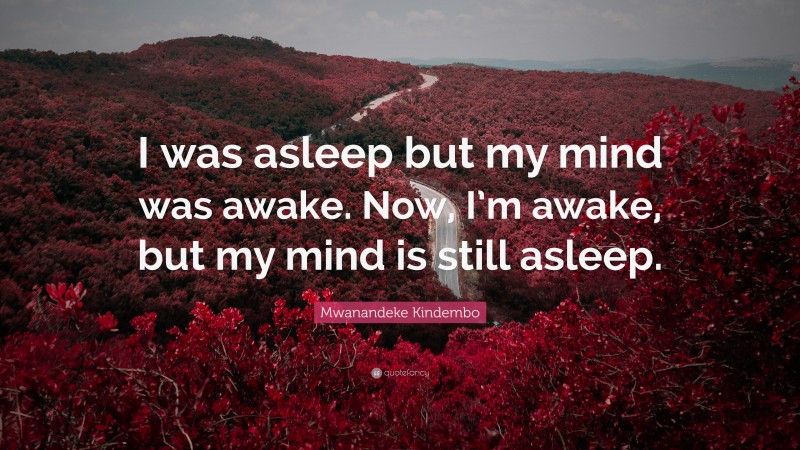 Mwanandeke Kindembo Quote: “I was asleep but my mind was awake. Now, I’m awake, but my mind is still asleep.”