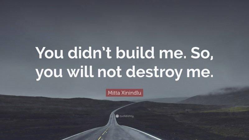 Mitta Xinindlu Quote: “You didn’t build me. So, you will not destroy me.”