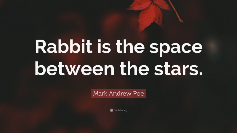 Mark Andrew Poe Quote: “Rabbit is the space between the stars.”