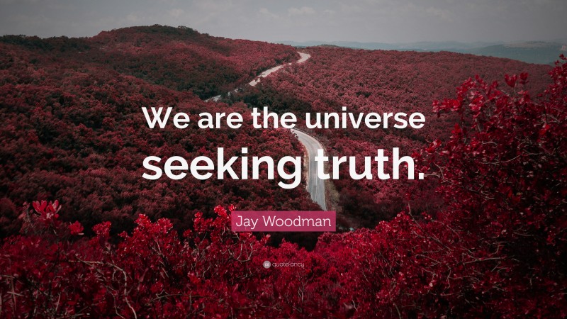 Jay Woodman Quote: “We are the universe seeking truth.”