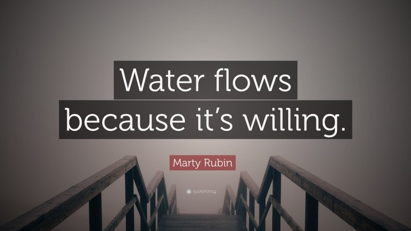 Marty Rubin Quote: “Water flows because it’s willing.”