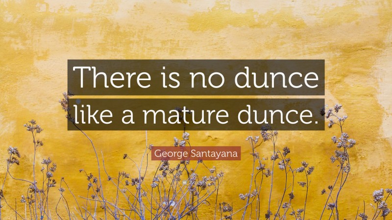 George Santayana Quote: “There is no dunce like a mature dunce.”