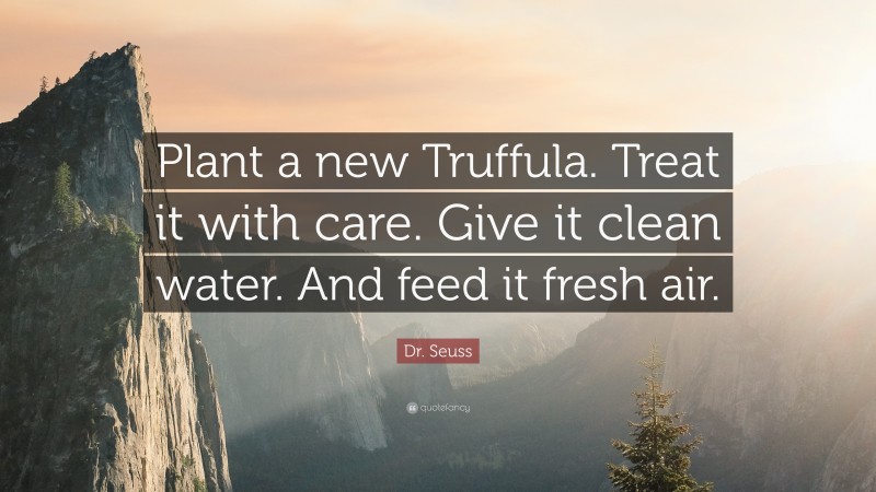 Dr. Seuss Quote: “Plant a new Truffula. Treat it with care. Give it clean water. And feed it fresh air.”