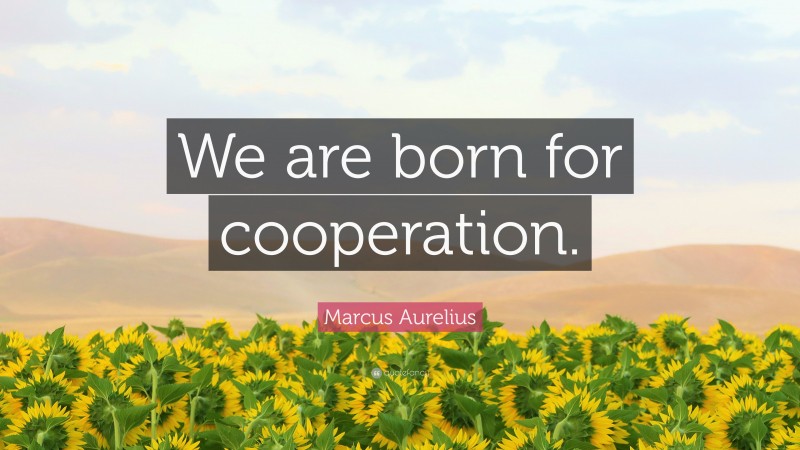 Marcus Aurelius Quote: “We are born for cooperation.”