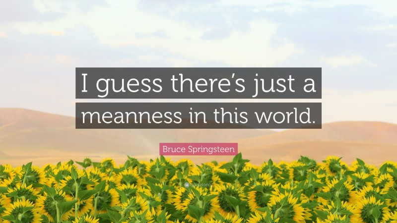Bruce Springsteen Quote: “I guess there’s just a meanness in this world.”