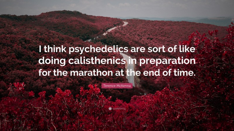 Terence McKenna Quote: “I think psychedelics are sort of like doing calisthenics in preparation for the marathon at the end of time.”