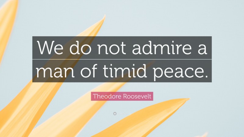 Theodore Roosevelt Quote: “We do not admire a man of timid peace.”