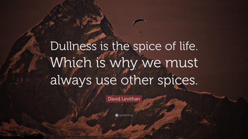 David Levithan Quote: “Dullness is the spice of life. Which is why we must always use other spices.”
