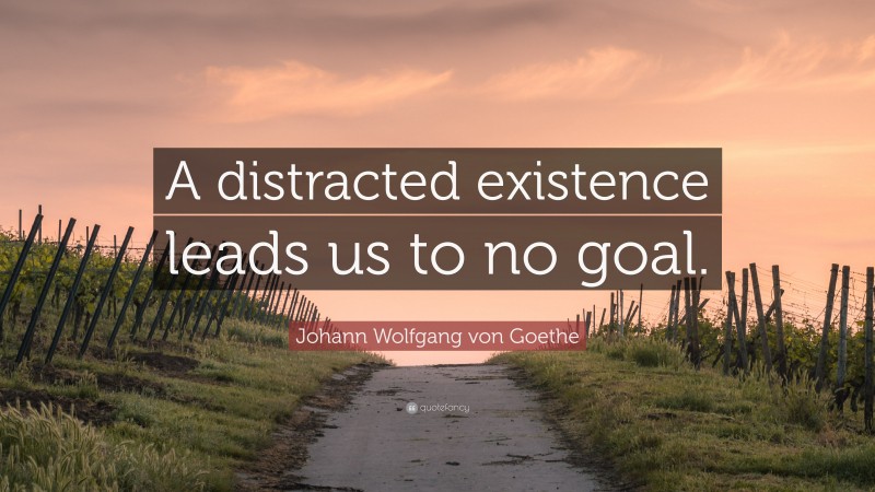 Johann Wolfgang von Goethe Quote: “A distracted existence leads us to no goal.”