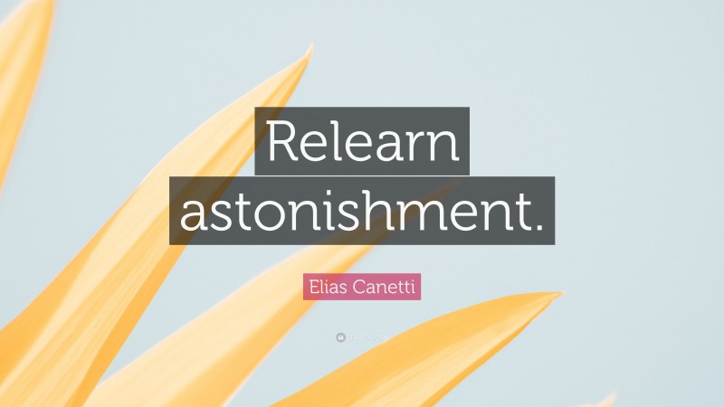 Elias Canetti Quote: “Relearn astonishment.”