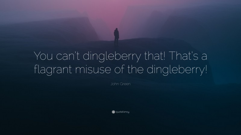 John Green Quote: “You can’t dingleberry that! That’s a flagrant misuse of the dingleberry!”