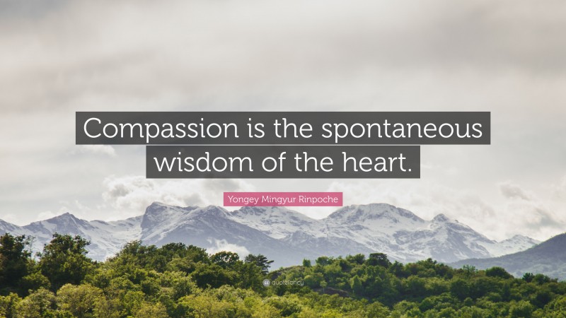 Yongey Mingyur Rinpoche Quote: “Compassion is the spontaneous wisdom of the heart.”