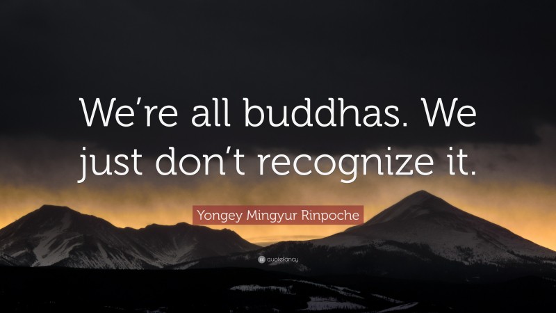 Yongey Mingyur Rinpoche Quote: “We’re all buddhas. We just don’t recognize it.”