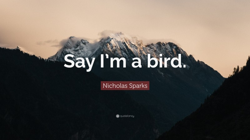 Nicholas Sparks Quote: “Say I’m a bird.”