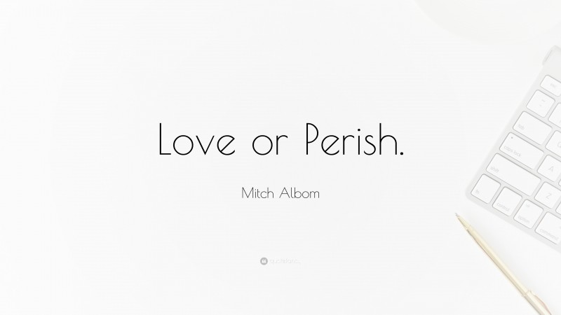 Mitch Albom Quote: “Love or Perish.”