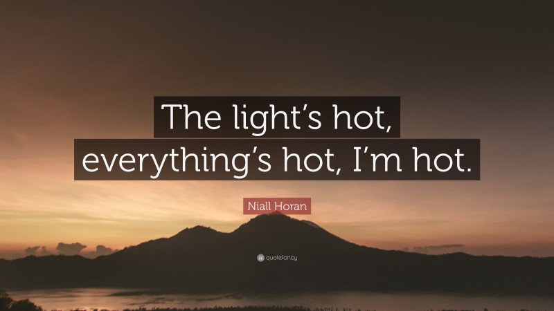 Niall Horan Quote: “The light’s hot, everything’s hot, I’m hot.”