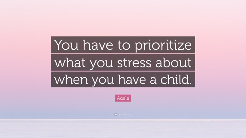 Adele Quote: “You have to prioritize what you stress about when you have a child.”