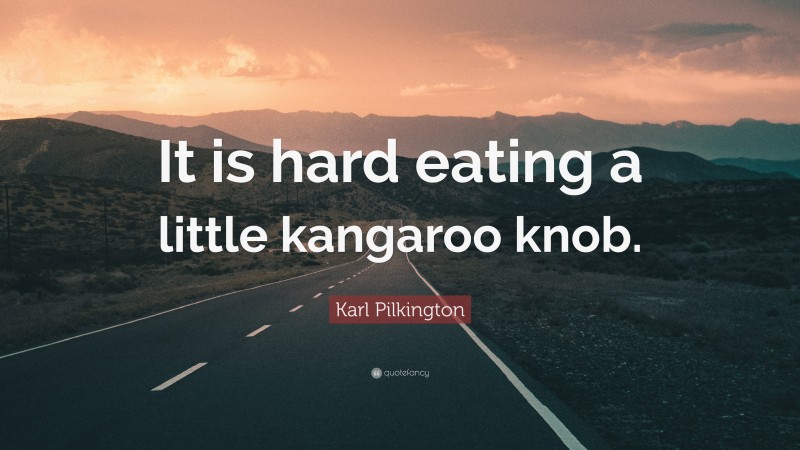 Karl Pilkington Quote: “It is hard eating a little kangaroo knob.”