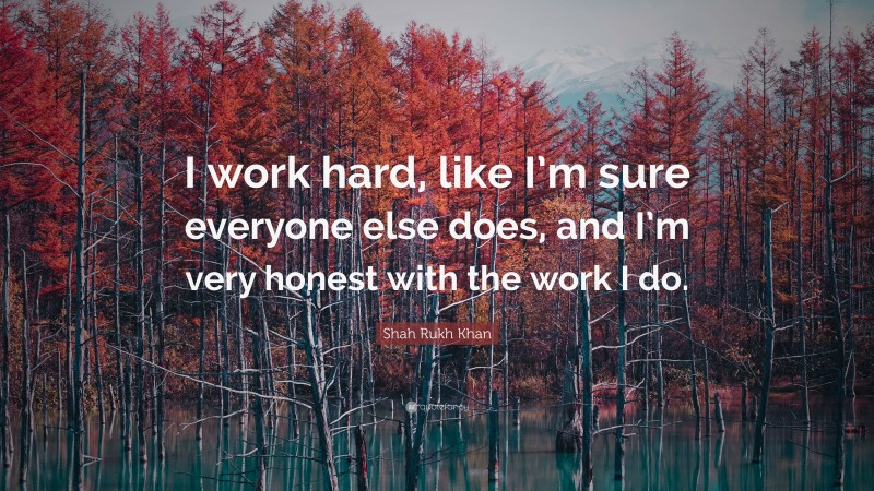 Shah Rukh Khan Quote: “I work hard, like I’m sure everyone else does, and I’m very honest with the work I do.”