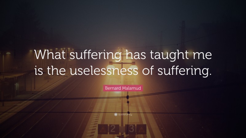 Bernard Malamud Quote: “What suffering has taught me is the uselessness of suffering.”