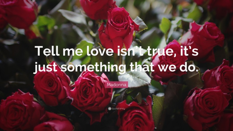 Madonna Quote: “Tell me love isn’t true, it’s just something that we do.”