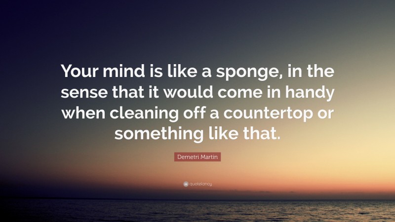 Demetri Martin Quote: “Your mind is like a sponge, in the sense that it would come in handy when cleaning off a countertop or something like that.”