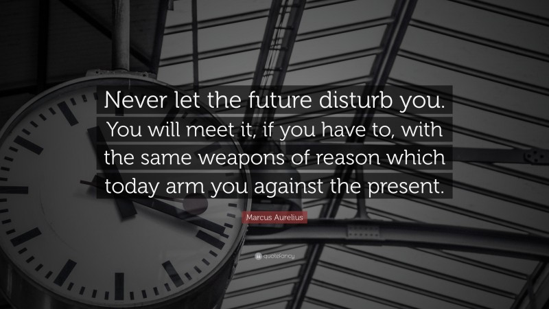 Marcus Aurelius Quote: “Never let the future disturb you. You will meet it, if you have to, with the same weapons of reason which today arm you against the present.”