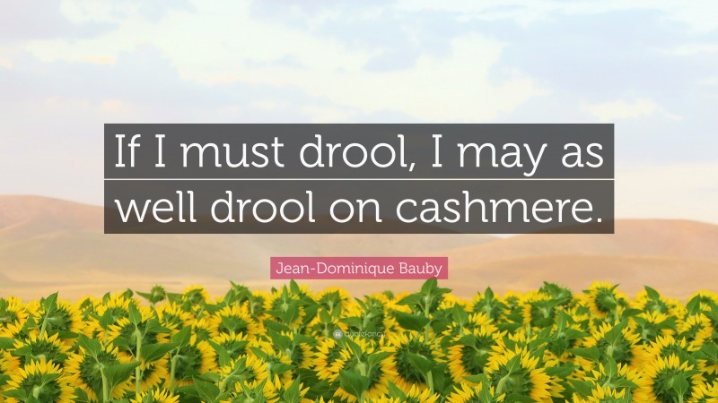 Jean-Dominique Bauby Quote: “If I must drool, I may as well drool on cashmere.”
