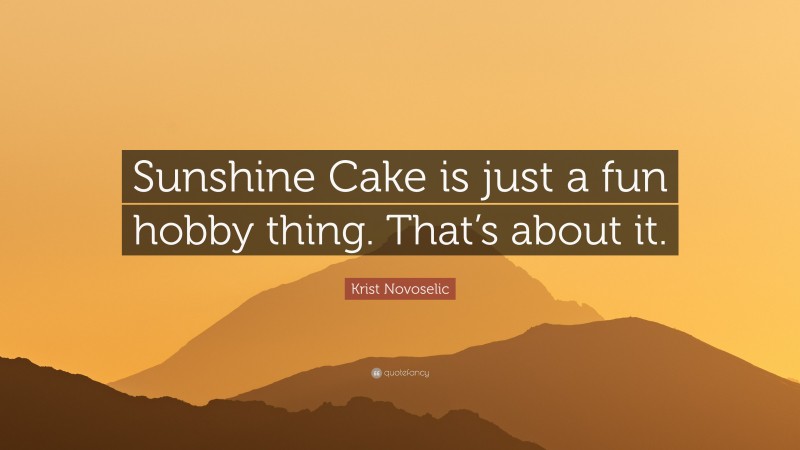 Krist Novoselic Quote: “Sunshine Cake is just a fun hobby thing. That’s about it.”