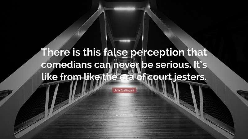 Jim Gaffigan Quote: “There is this false perception that comedians can never be serious. It’s like from like the era of court jesters.”