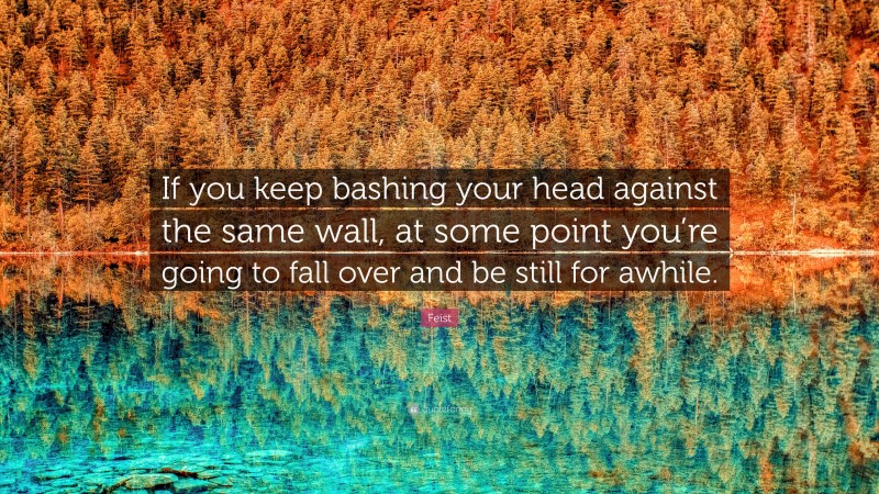 Feist Quote: “If you keep bashing your head against the same wall, at some point you’re going to fall over and be still for awhile.”