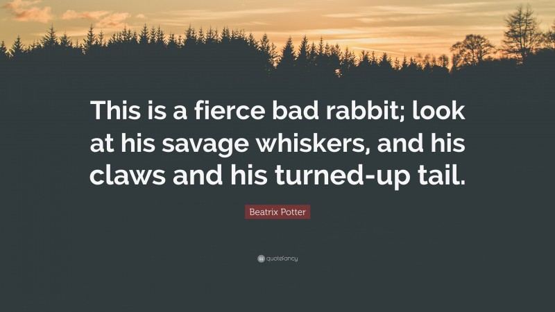 Beatrix Potter Quote: “This is a fierce bad rabbit; look at his savage whiskers, and his claws and his turned-up tail.”