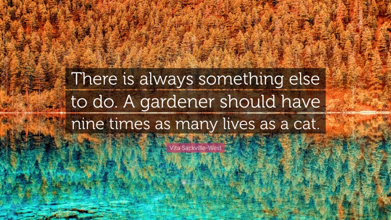Vita Sackville-West Quote: “There is always something else to do. A gardener should have nine times as many lives as a cat.”