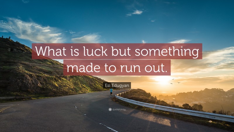 Esi Edugyan Quote: “What is luck but something made to run out.”