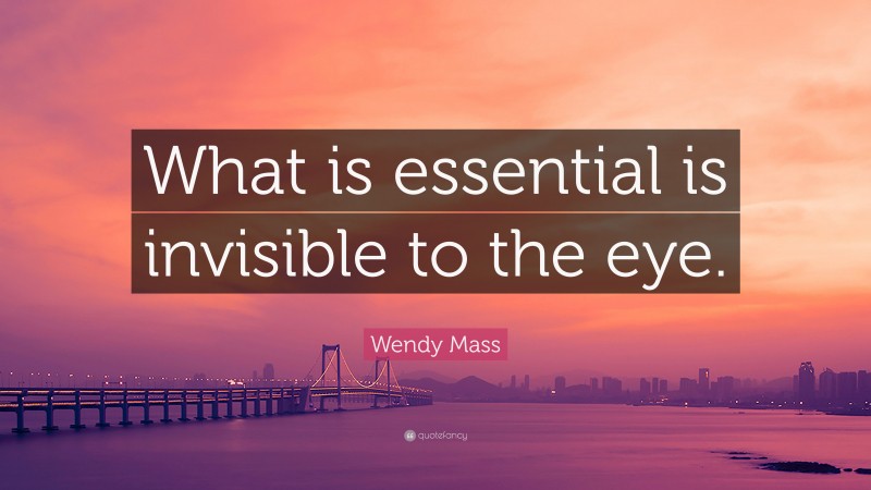 Wendy Mass Quote: “What is essential is invisible to the eye.”