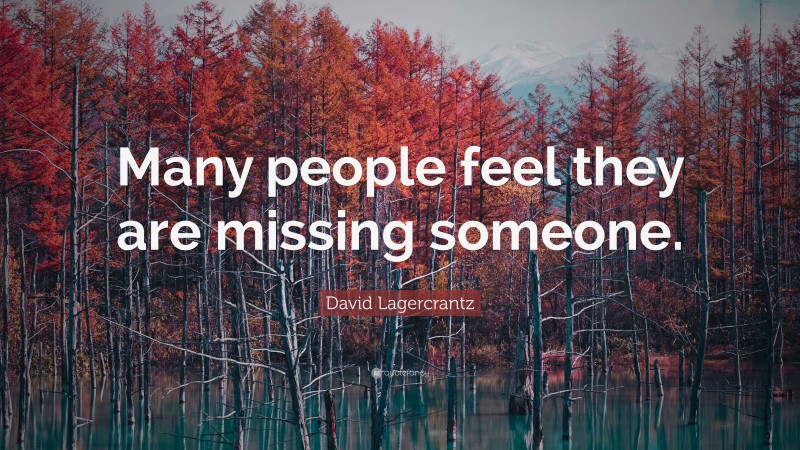 David Lagercrantz Quote: “Many people feel they are missing someone.”