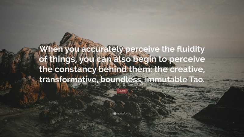 Laozi Quote: “When you accurately perceive the fluidity of things, you can also begin to perceive the constancy behind them: the creative, transformative, boundless, immutable Tao.”