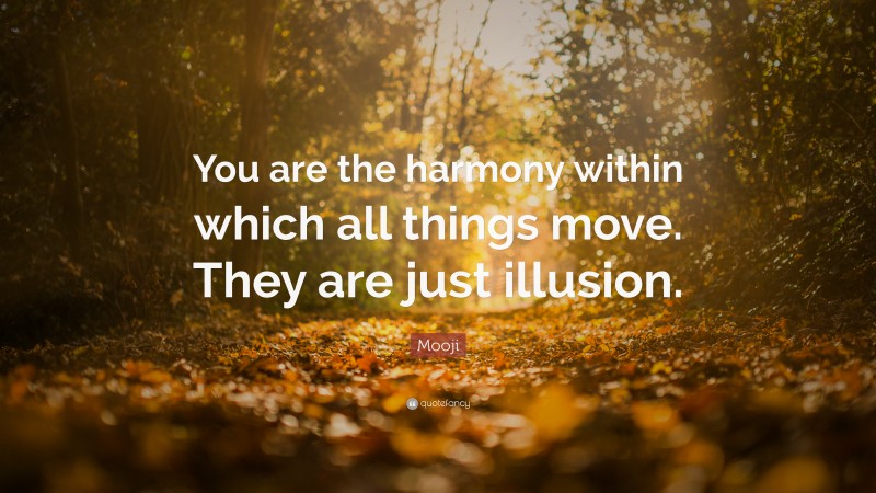 Mooji Quote: “You are the harmony within which all things move. They are just illusion.”