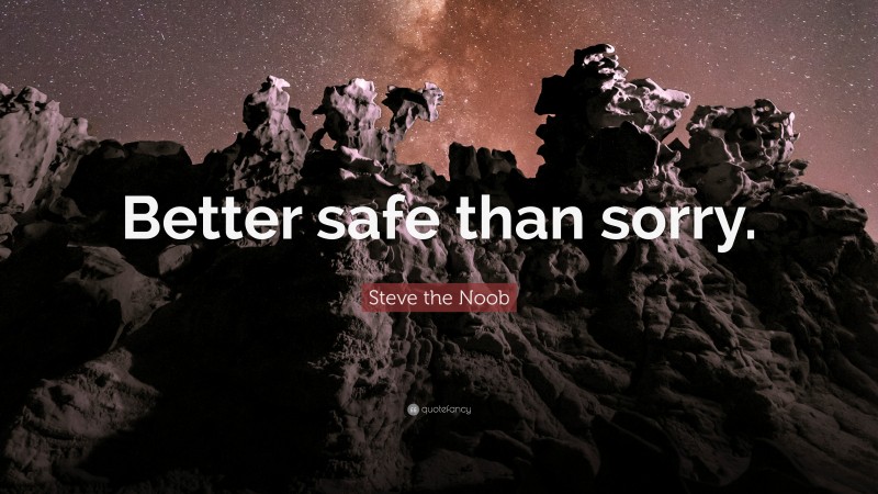 Steve the Noob Quote: “Better safe than sorry.”