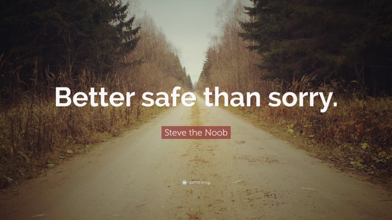 Steve the Noob Quote: “Better safe than sorry.”